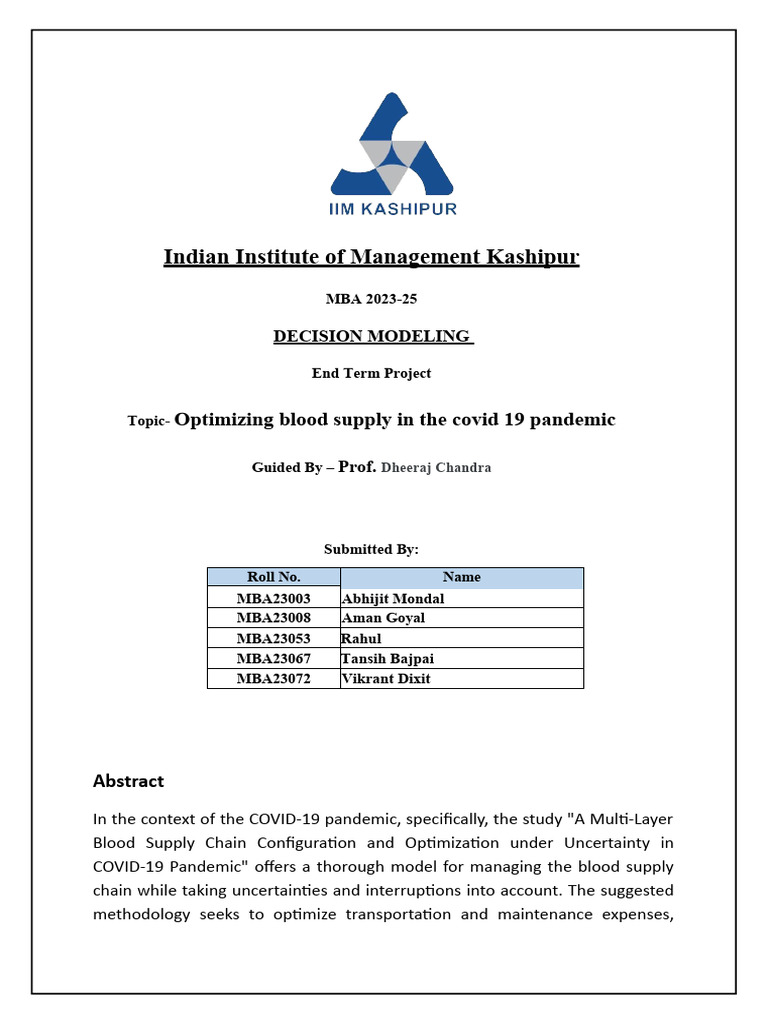 DM Report | PDF | Mathematical Optimization | Supply Chain