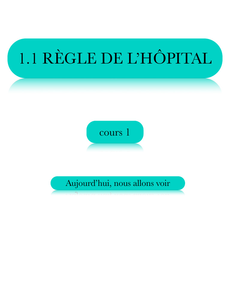 Règle de l'Hôpital et dérivées PDF Calcul Algèbre générale — free download