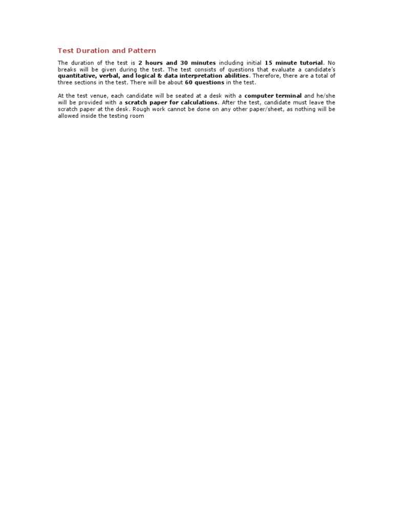 Test Duration and Pattern | PDF