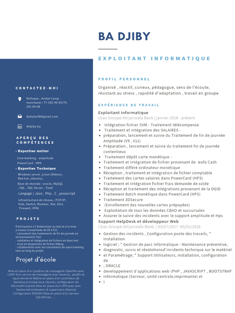 Exploitant Informatique chez Attijariwafa Bank | PDF | Serveur ...