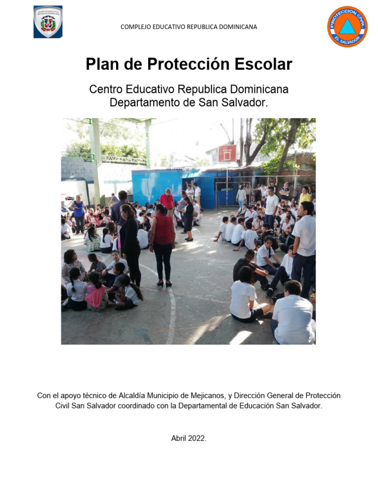 Formato de Plan de Proteccion Escolar 2022. | PDF | Defensa Civil ...