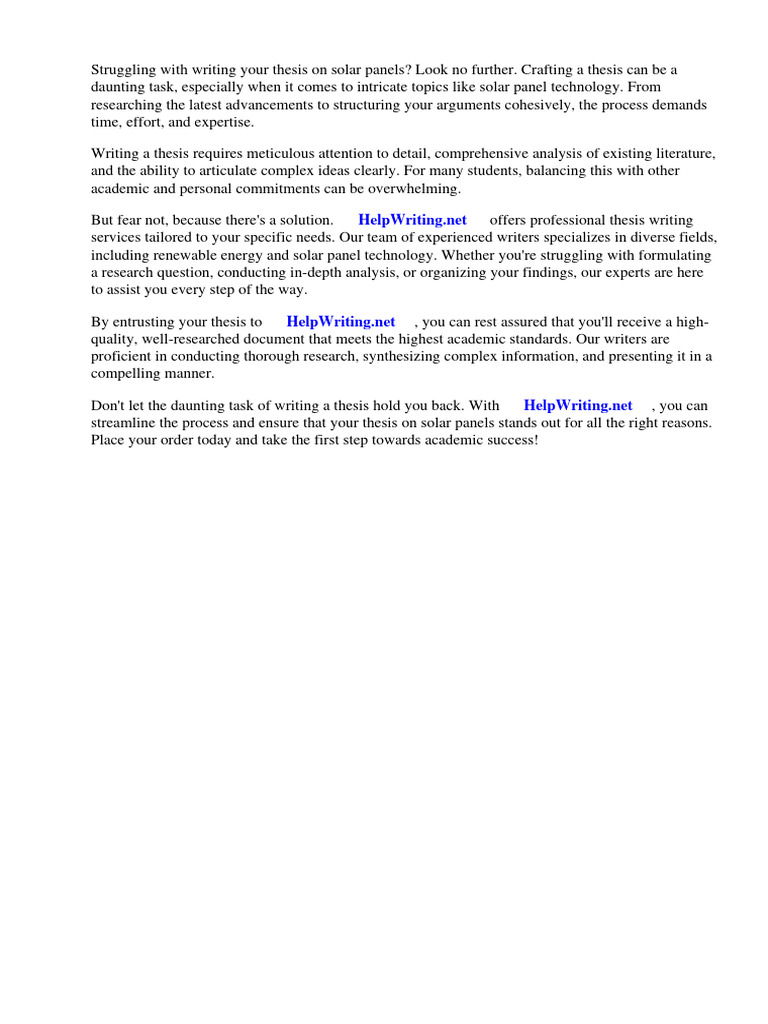 Sample Thesis Solar Panel Pdf Renewable Energy Solar Energy