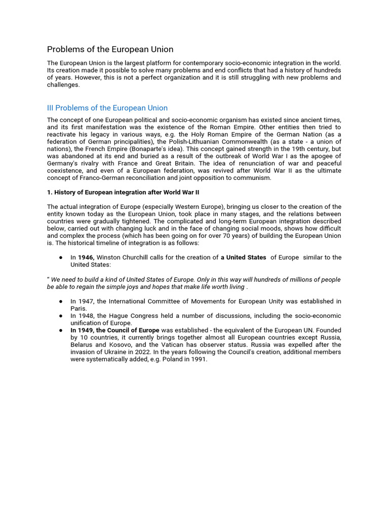 Challenges Facing the European Union | PDF | Enlargement Of The ...