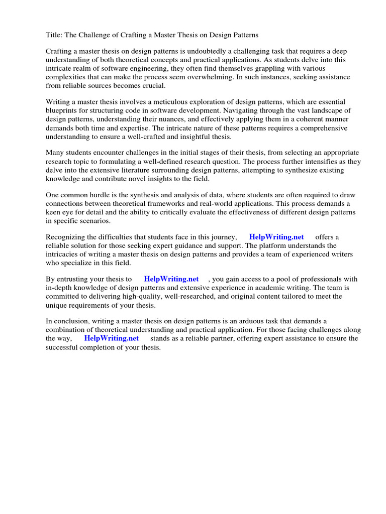 Master Thesis Design Patterns | PDF | Thesis | Expert