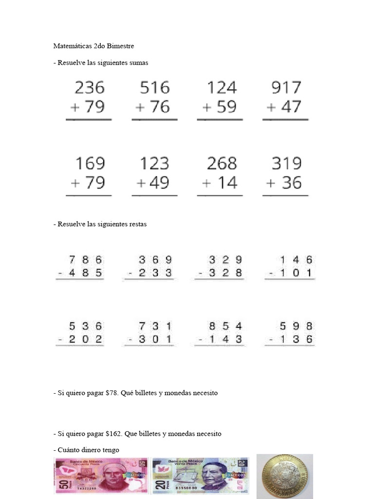 Actividades Matemáticas 2do Bimestre | PDF