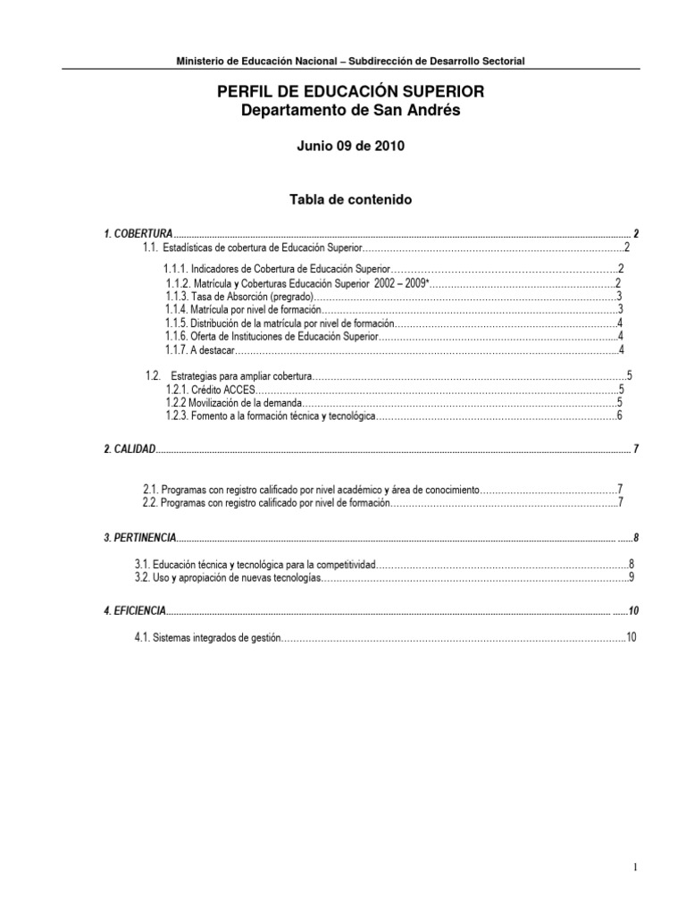 Cobertura y Calidad en Educación Superior San Andrés | PDF ...