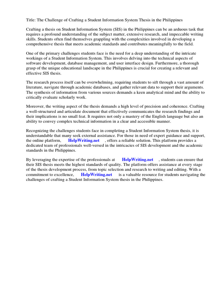 Student Information System Thesis in The Philippines PDF
