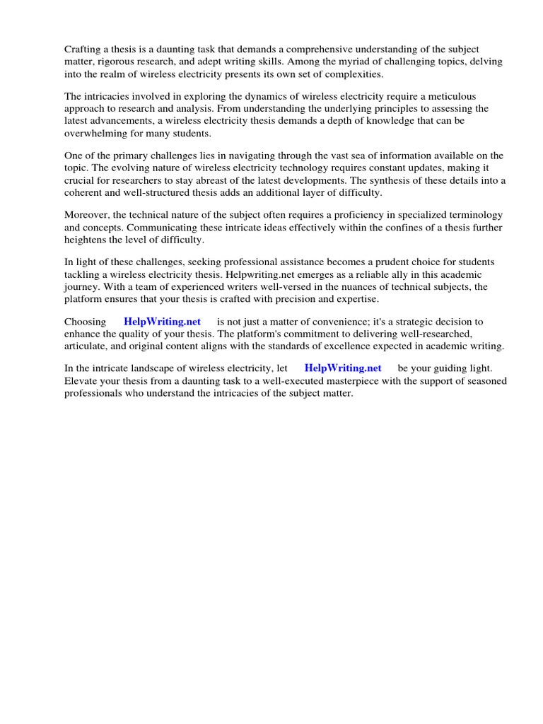 Wireless Electricity Thesis PDF Electrical Grid Electric Vehicle