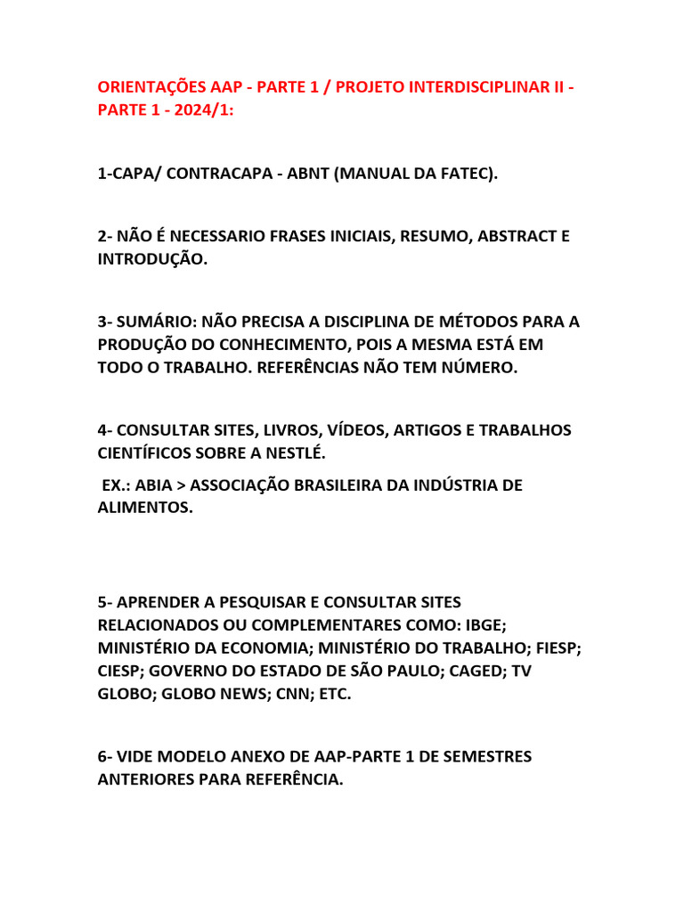 ROTEIRO 1º PARTE AAP 20241 PDF Abstract (resumo)