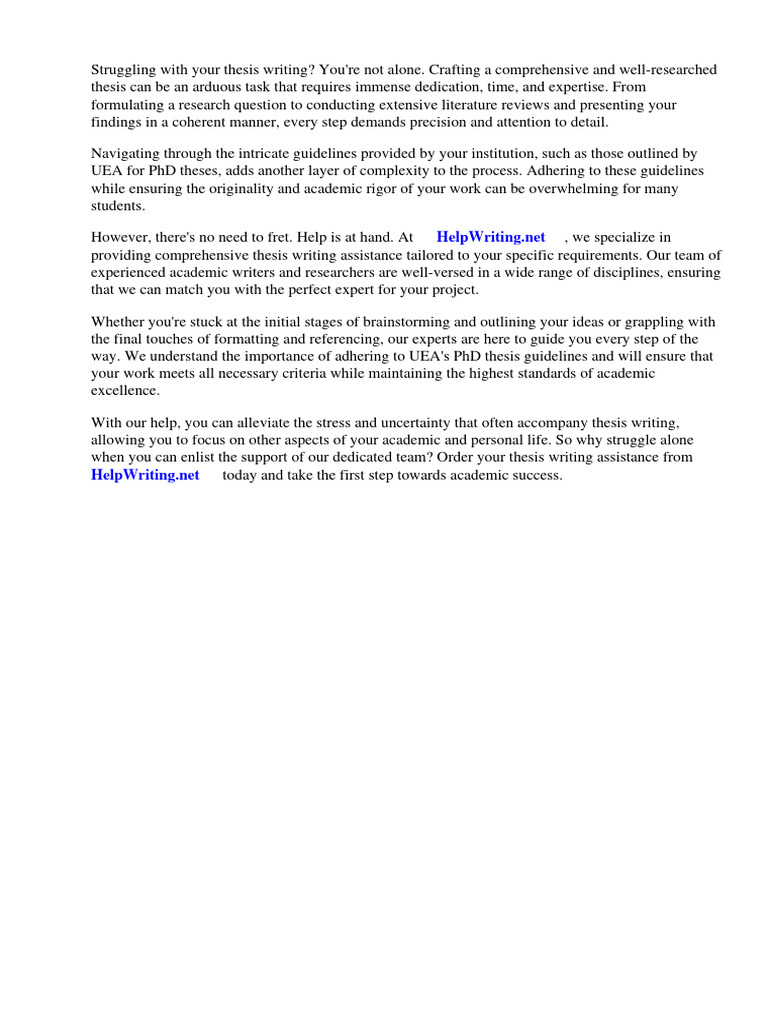Uea Phd Thesis Guidelines Pdf Thesis Writing