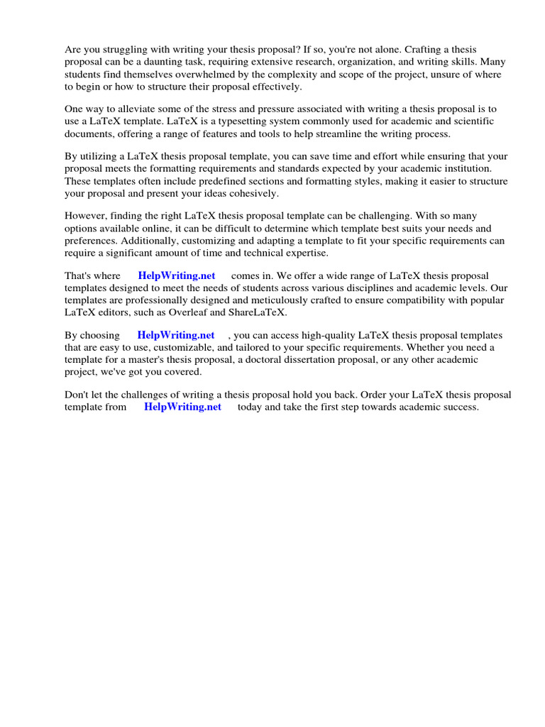 Latex Thesis Proposal Template | PDF | Thesis | Writing