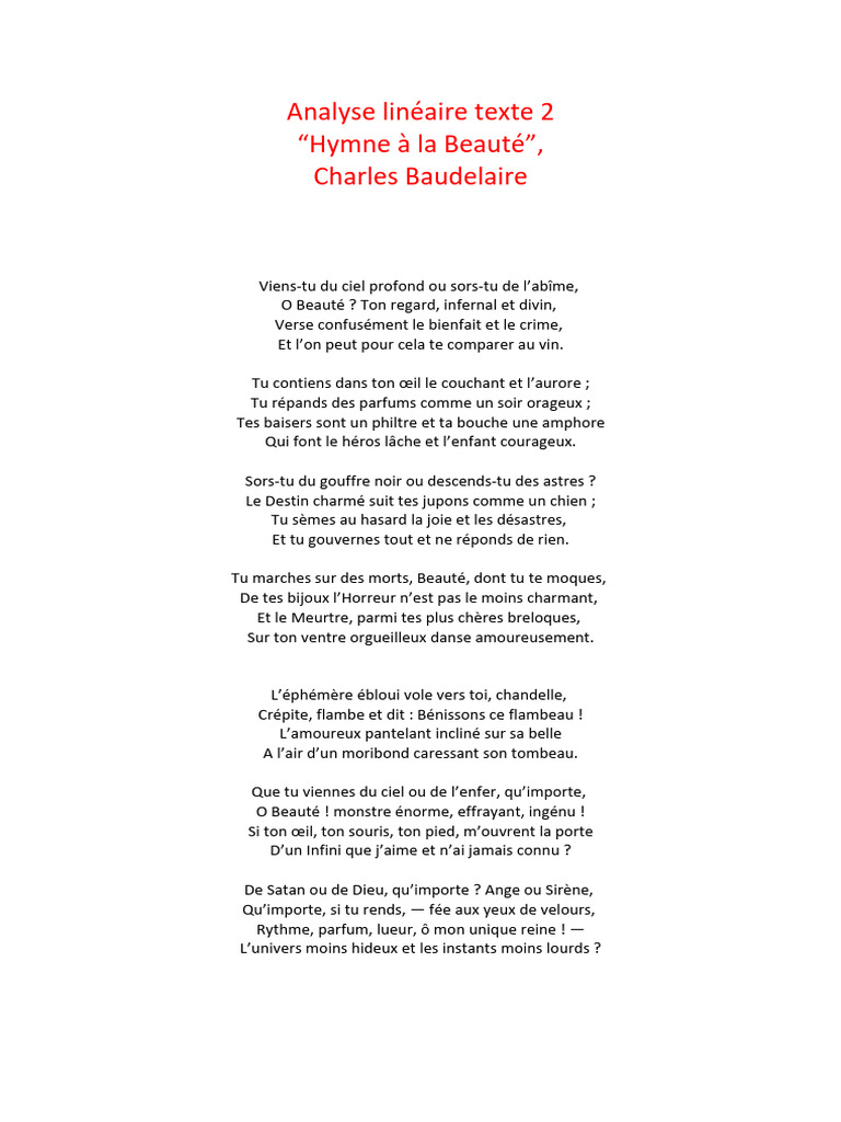 Hymne À La Beauté PDF