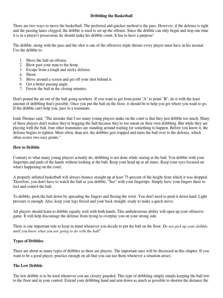 4 Dribbling The Basketball Pdf