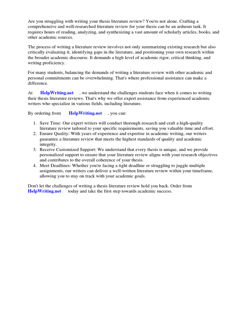 Literature Review Thesis Example | PDF | Thesis | Literature Review