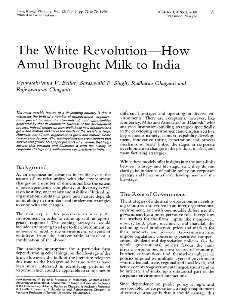 AMUL - White Revolution | PDF