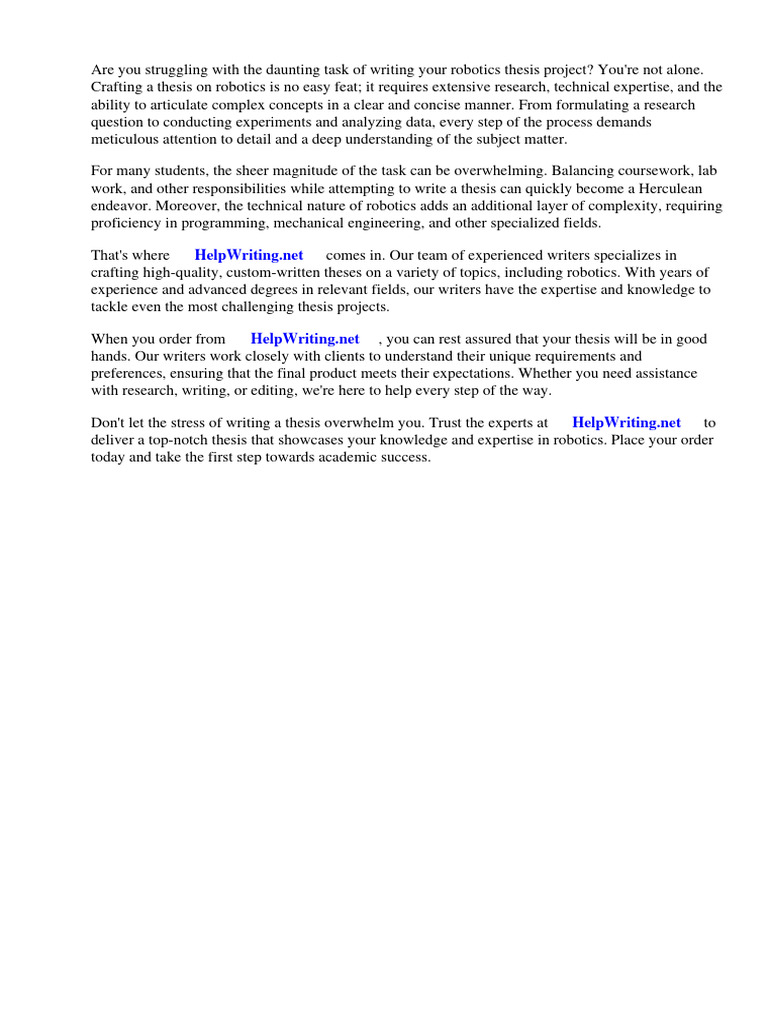 Robotics Thesis Project | PDF | Robotics | Robot