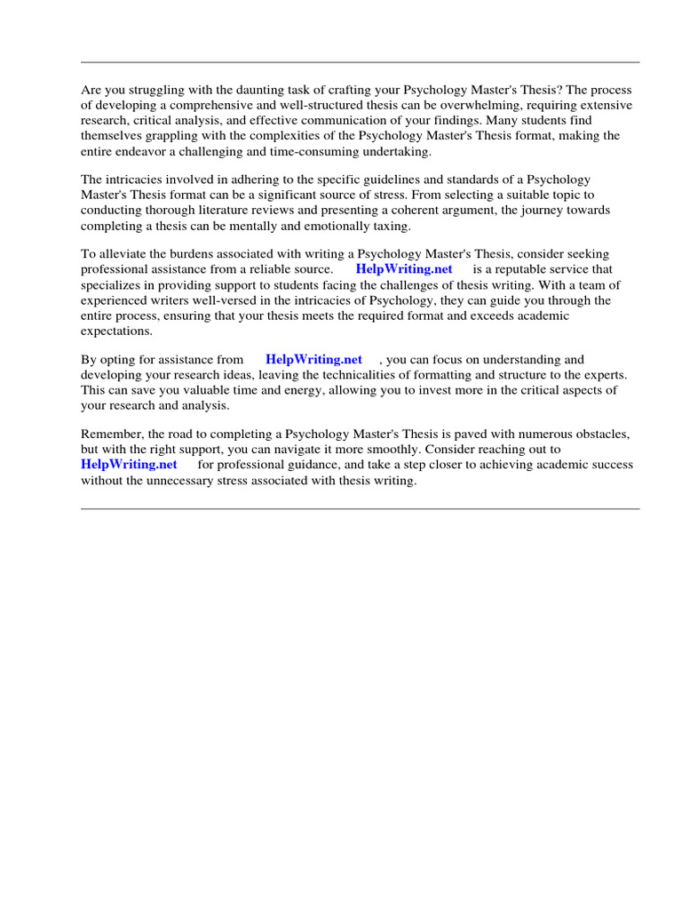 Psychology Masters Thesis Topics