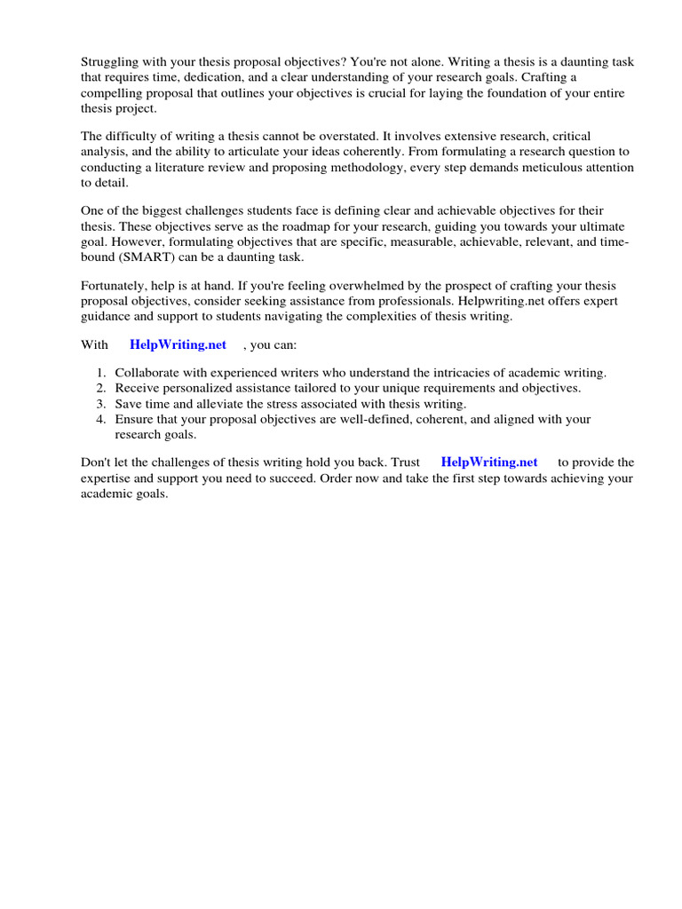 Thesis Proposal Objectives Example | PDF | Methodology | Goal