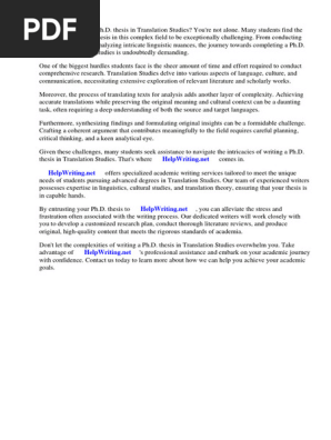Phd Thesis in Translation Studies