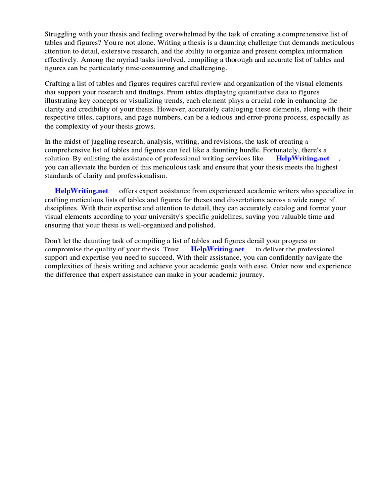 List of Tables and Figures Thesis PDF Thesis Written Communication