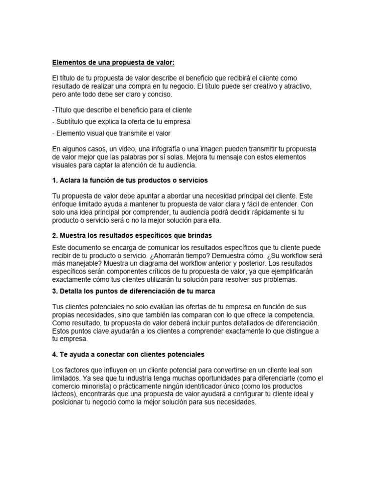 Claves para una Propuesta de Valor Efectiva | PDF