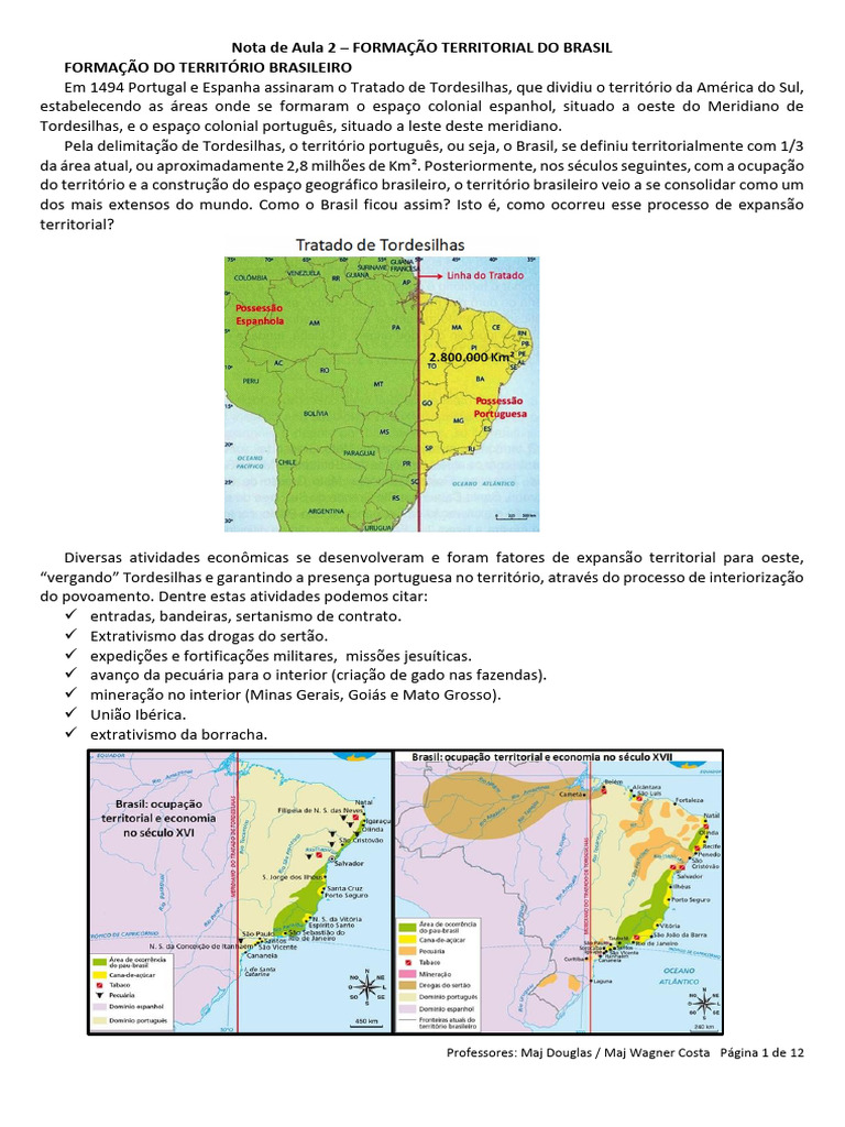 Formação Territorial do Brasil: História e Fatores | PDF | Brasil | Bolívia