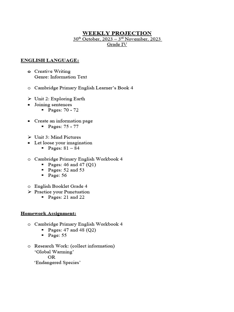 G4 wp classteacher 30 oct to 03 nov 2023 pdf learning communication