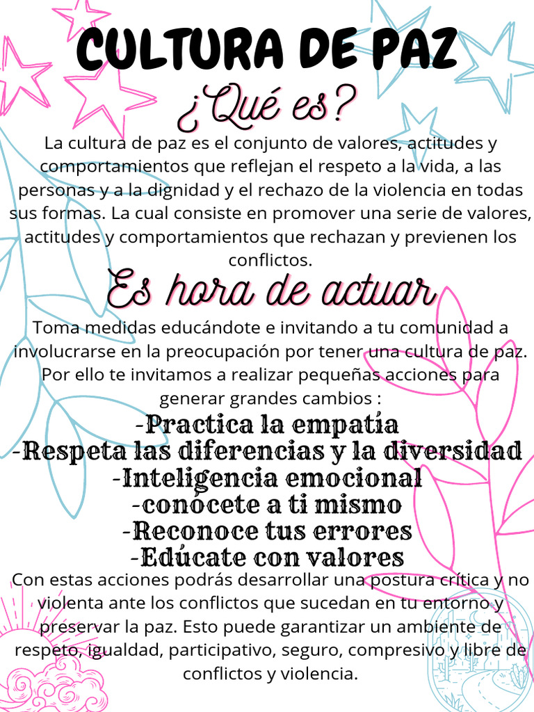 Promoviendo la Cultura de Paz en Primaria | PDF | Crecimiento personal ...