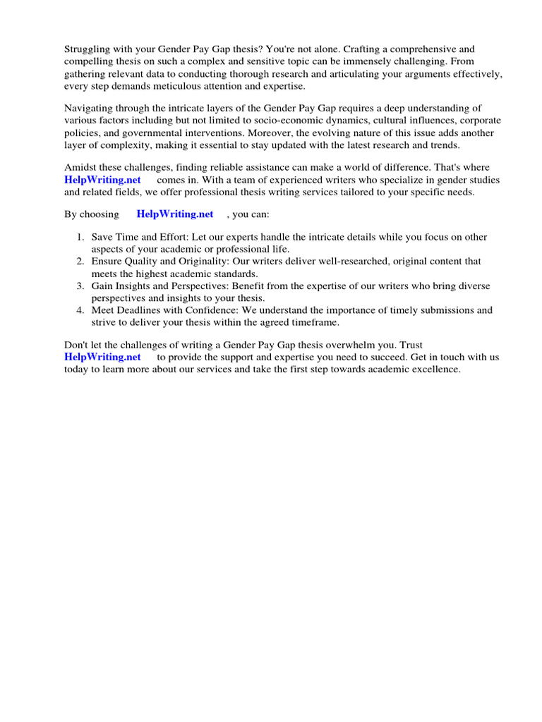 Gender Pay Gap Thesis PDF Gender Pay Gap Employment