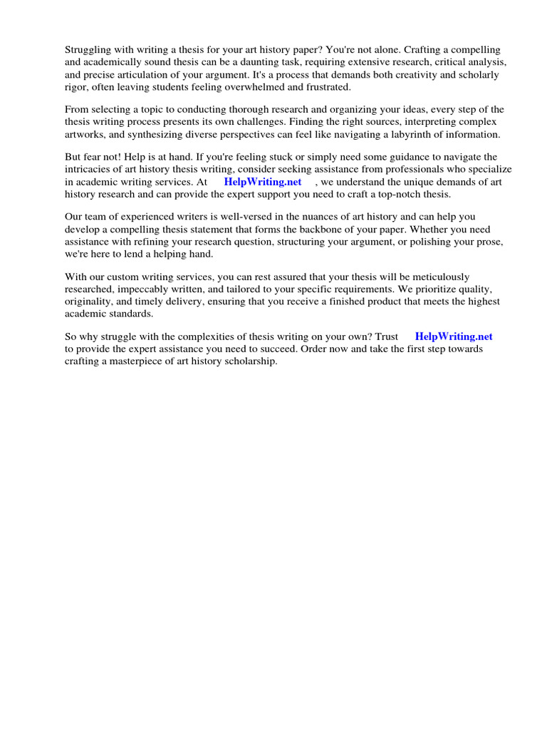 Thesis For Art History Papers Pdf Essays Thesis