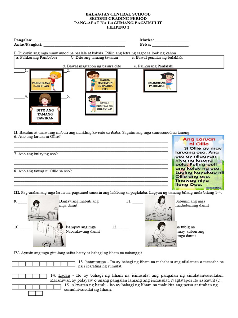 Q2 - 4th Summative Test in FILIPINO With TOS | PDF