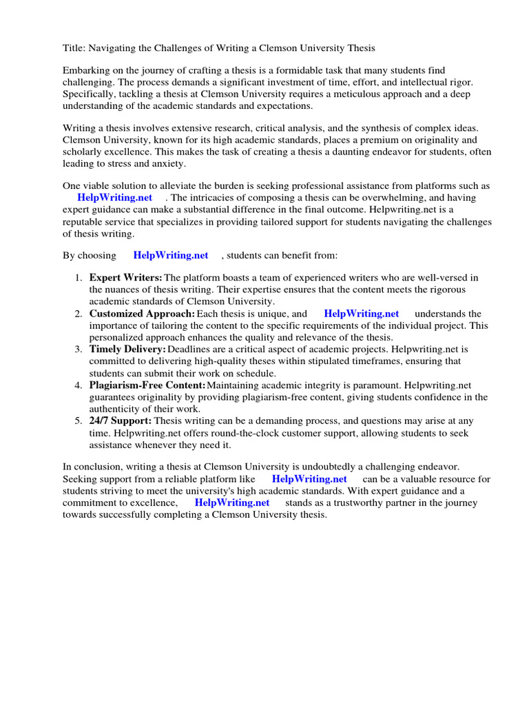 Clemson University Thesis | PDF | Sat | University And College Admission