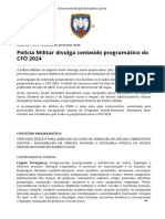 PMES - Polícia Militar Divulga Conteúdo Programático Do CFO 2024