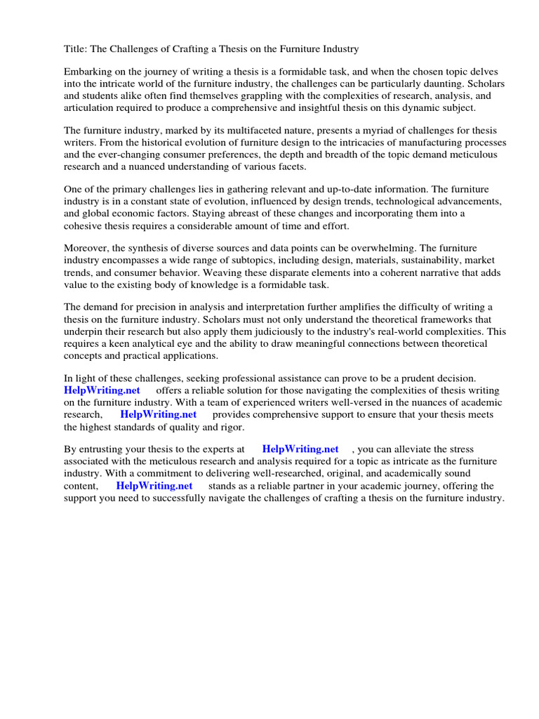 Thesis On Furniture Industry PDF Chair Furniture