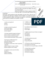 Evaluación de Lenguaje Grado 1° La Pastora Flautista.