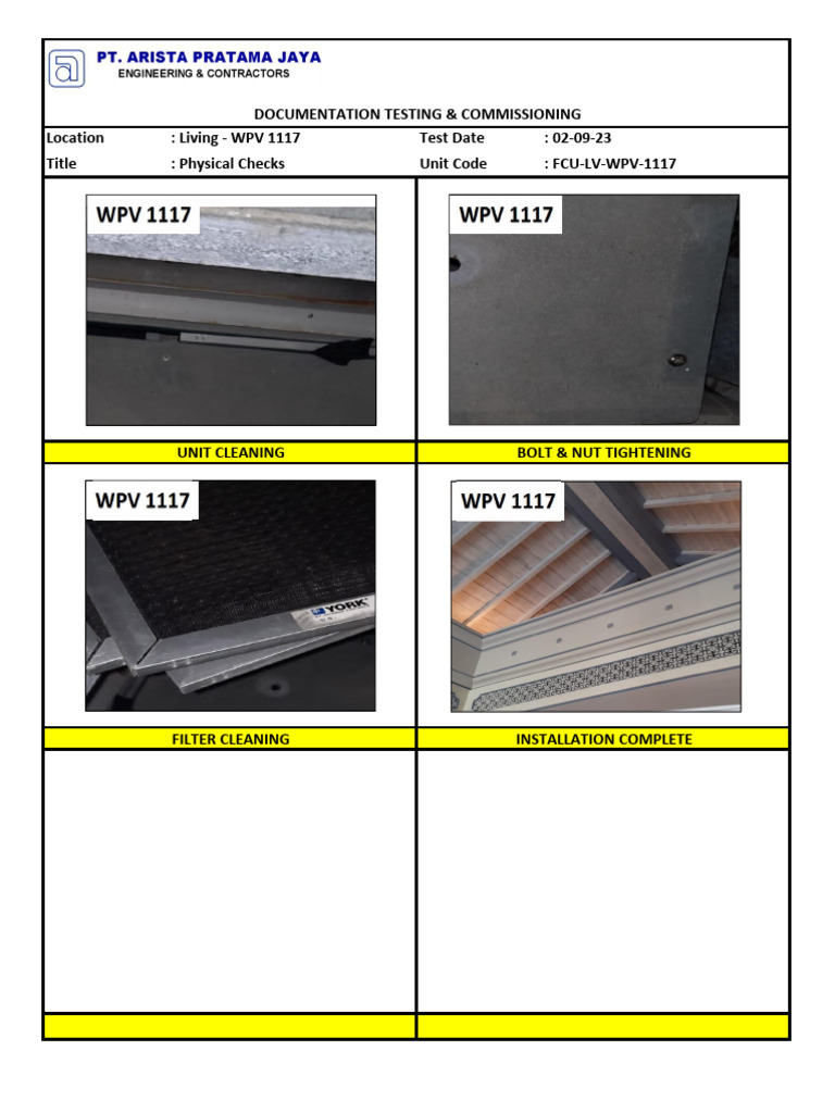 WPV 1117 Testing & Commissioning Report | PDF