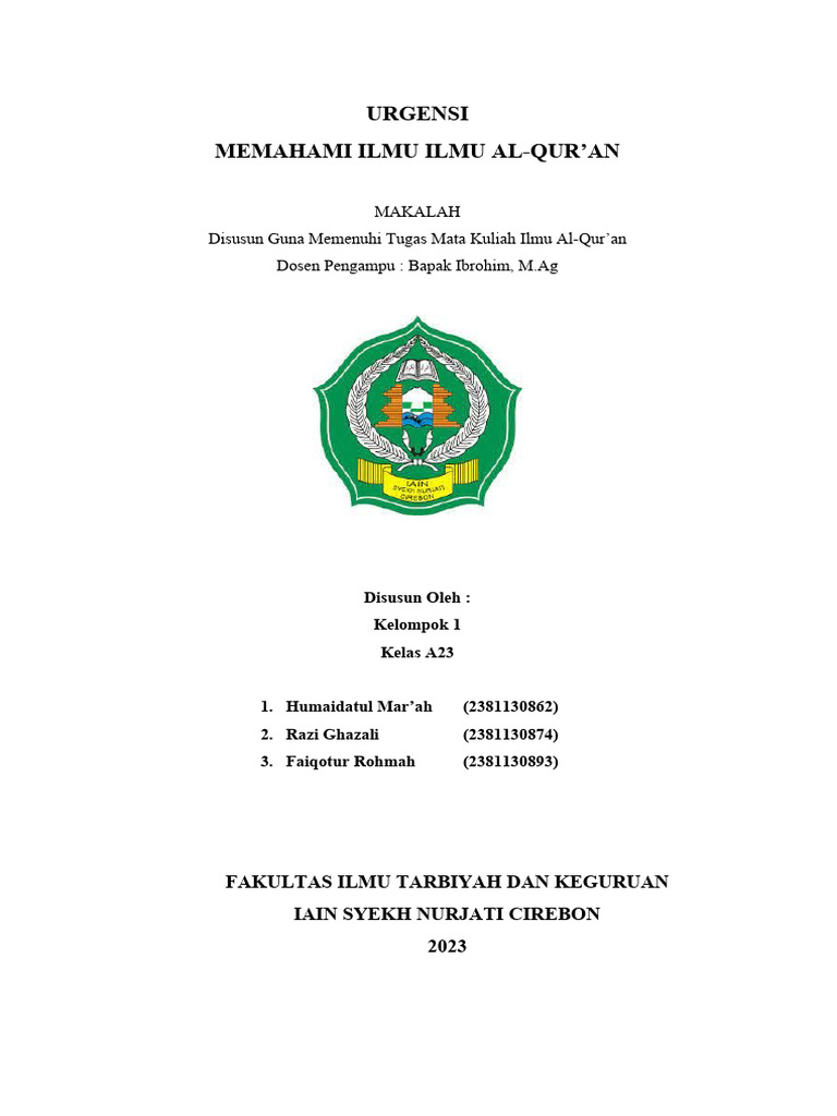1-Urgensi Memahami Ilmu Ilmu Al Quran | PDF