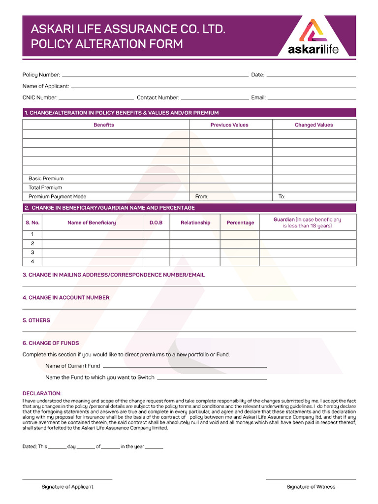 Alteration Form | PDF