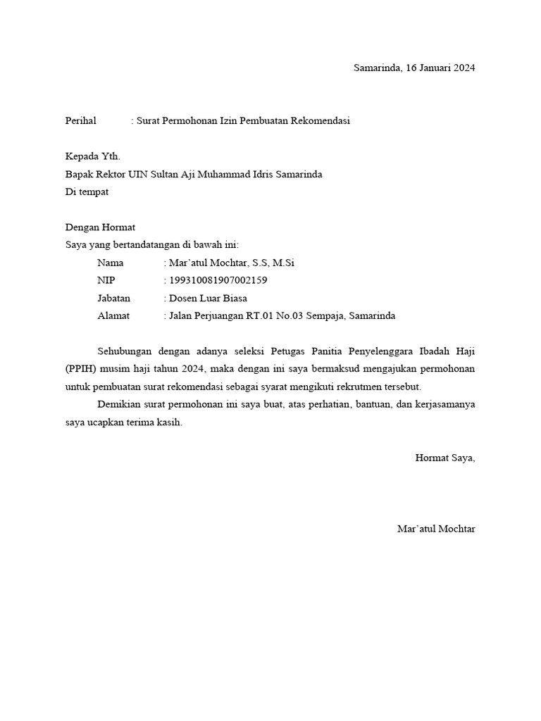 Surat_Permohonan_Rekomendasi | PDF