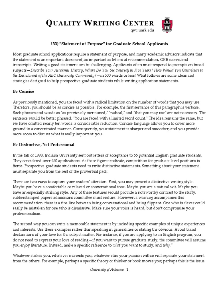 16 Personal Statement  PDF  Graduate School  University And