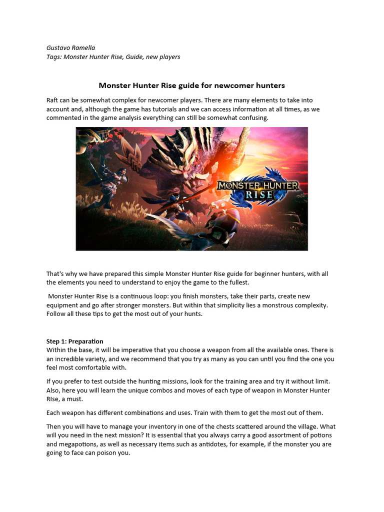 Beginner's Guide to Monster Hunter Rise | PDF | Hunting | Armour