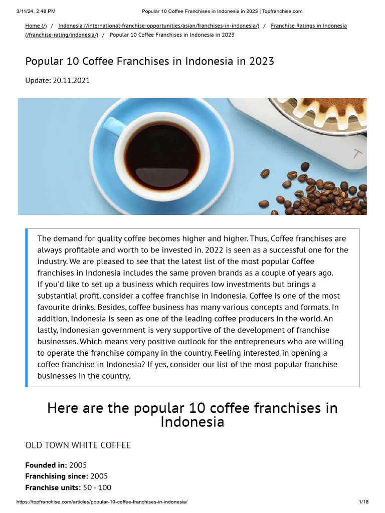 Popular 10 Coffee Franchises in Indonesia in 2023 PDF Franchising