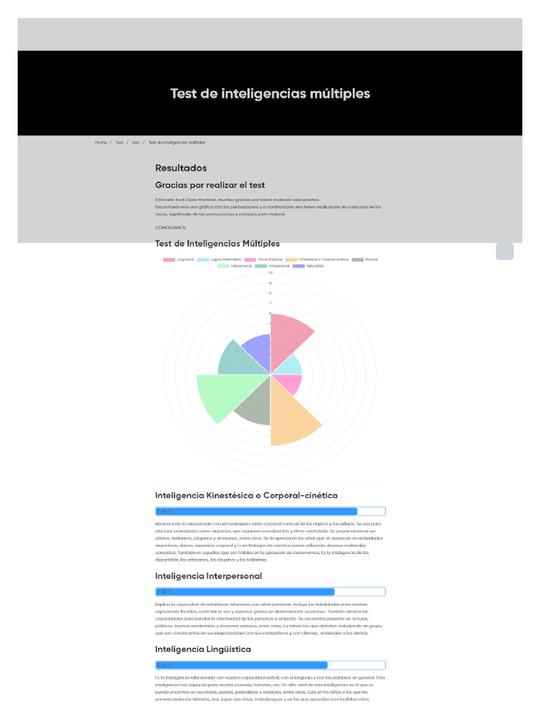 Test de Inteligencias Múltiples | PDF