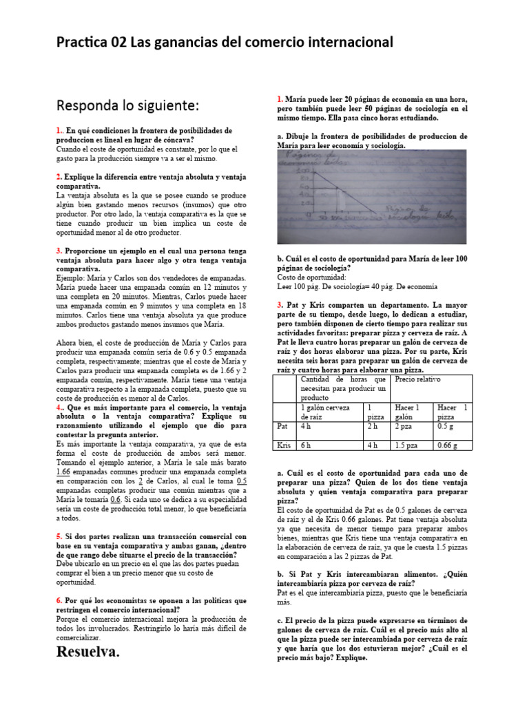 Ventajas del Comercio Internacional | PDF | Ventaja comparativa | Costo ...