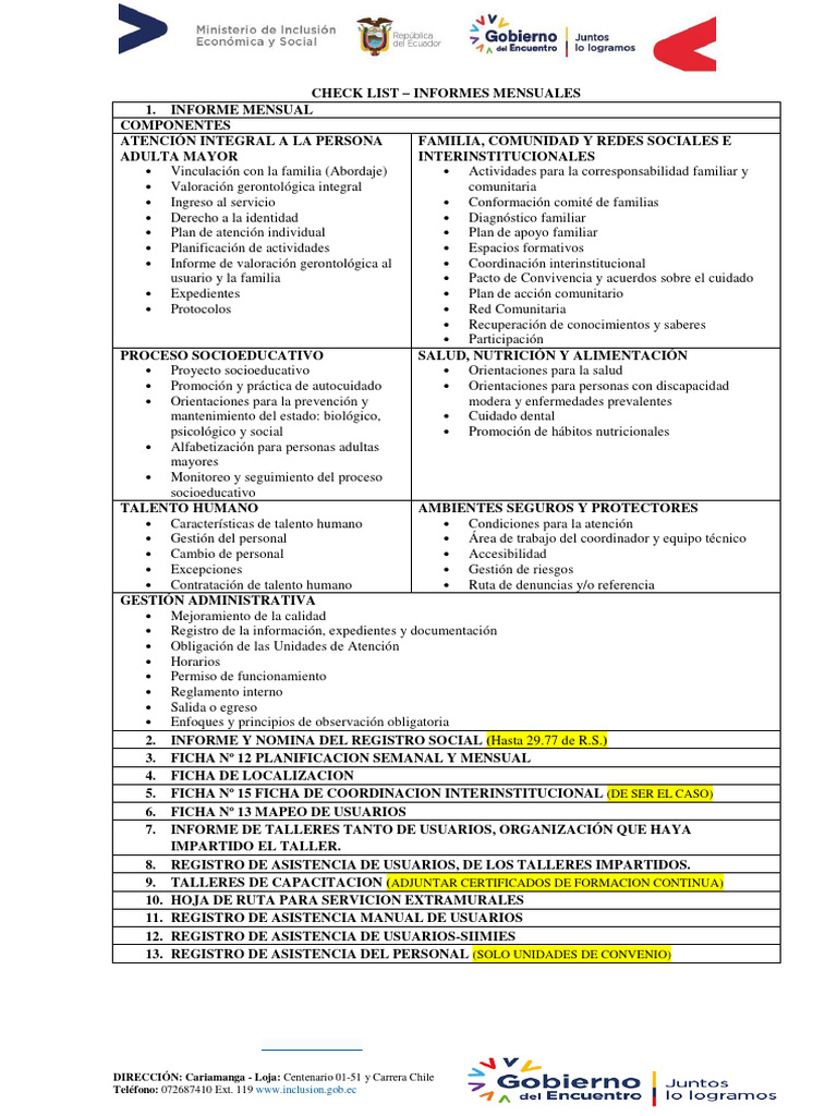 Check List Informes y Expedientes | PDF