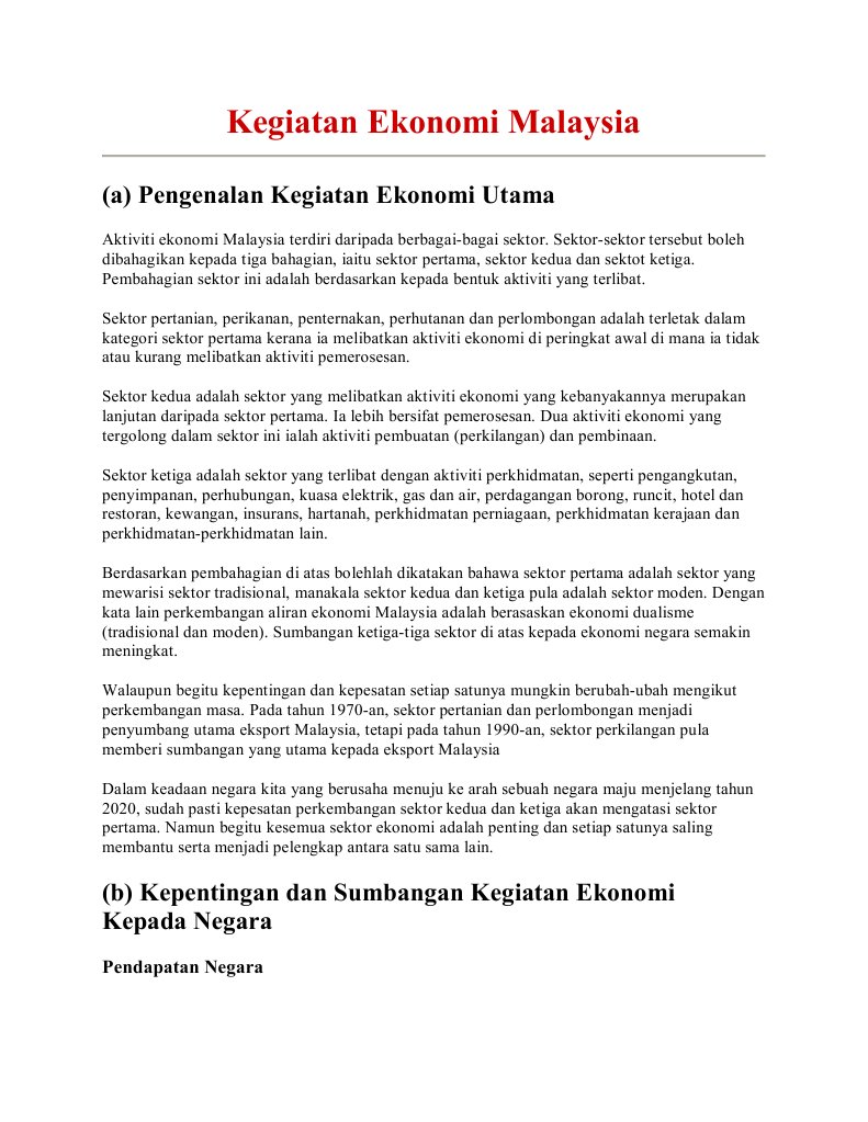 Kegiatan Ekonomi Malaysia Pdf