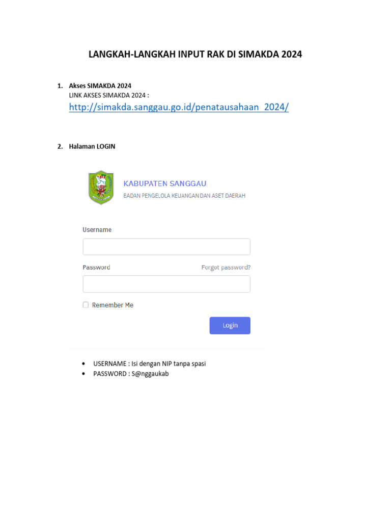 Langkah-Langkah Membuat RAK Di SIMAKDA Penatausahaan 2024 | PDF