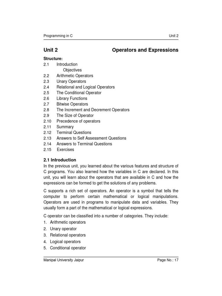 Operators and Expressions | PDF | Division (Mathematics) | Boolean Data ...