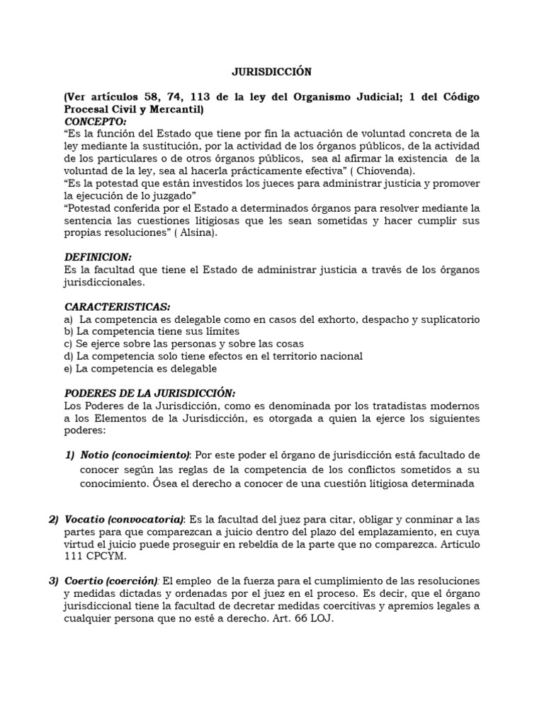 Tema Jurisdiccion y Competencia | PDF | Jurisdicción | Ley procesal