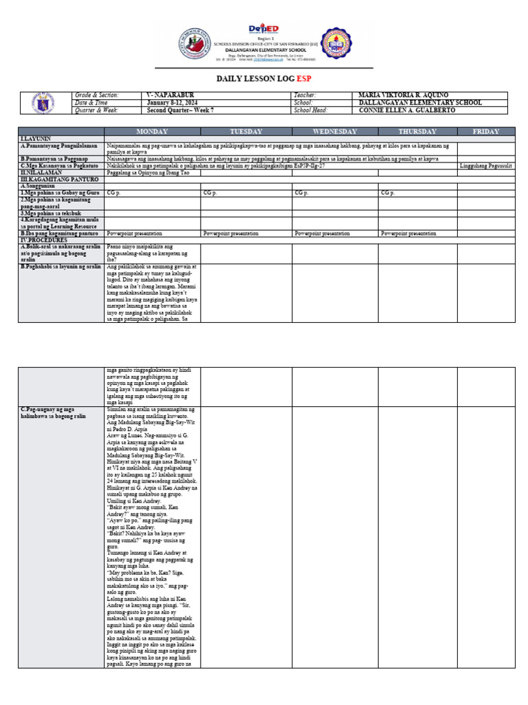 DLL - Esp 5 - Q2 - W7 | PDF